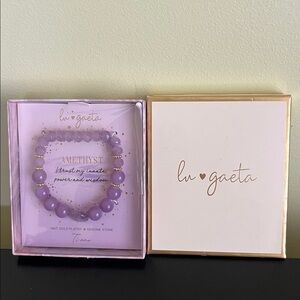 Lu Gaeta Amethyst genuine stone 14kt gold plated power bracelet